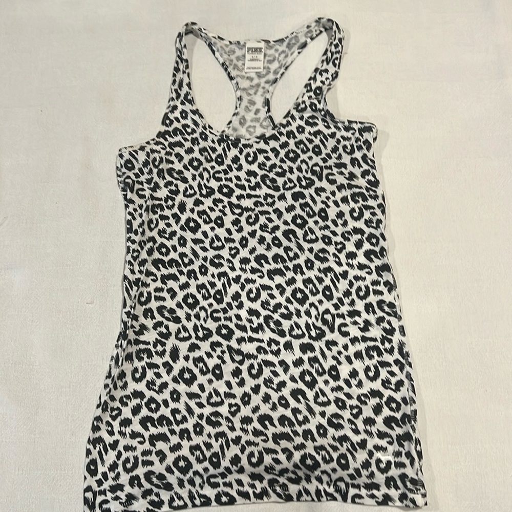 Victoria’s Secret tank top, white and black leopard print